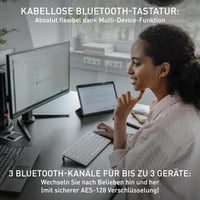 Bluetooth klávesnica CHERRY KW 7100 MINI BT, AZERTY, s puzdrom – fľaškovo modrá 2