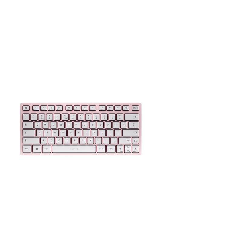 CHERRY KW 7100 MINI BT Kompaktná Bluetooth klávesnica s 3 kanálmi, US-International QWERTY rozloženie, plochý dizajn, vrátane puzdra, Cherry Blossom