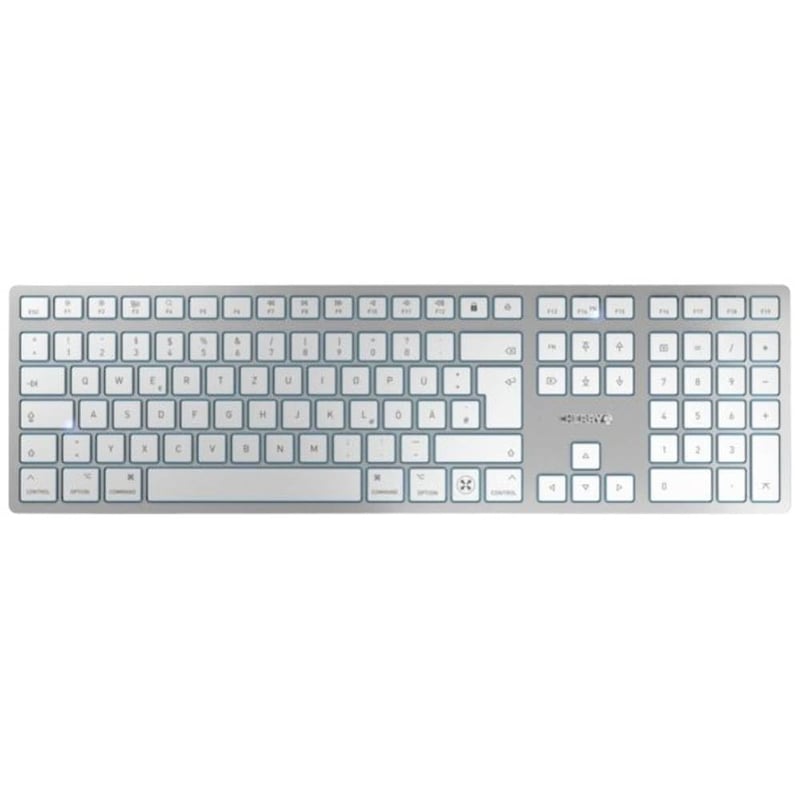 Tastatură wireless CHERRY KW 9100 Slim pentru Mac, layout german QWERTZ, albă