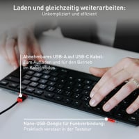 CHERRY KW 9200 MINI Kompakt Bluetooth Billentyűzet 4 Eszközhöz, Vezetékes, Újratölthető 3