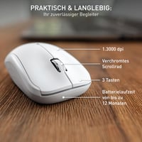 Mouse wireless pentru laptop CHERRY MW 2200, design ambidextru, alb 6