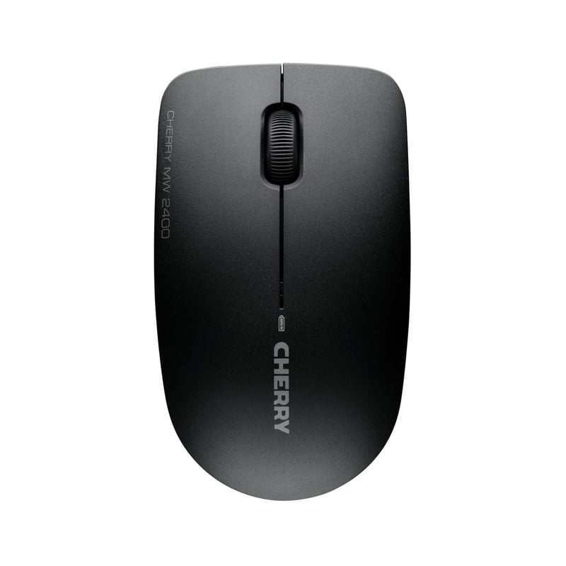 Mouse wireless CHERRY MW 2400, design simetric, 2,4 GHz, senzor optic, pentru dreptaci și stângaci, negru