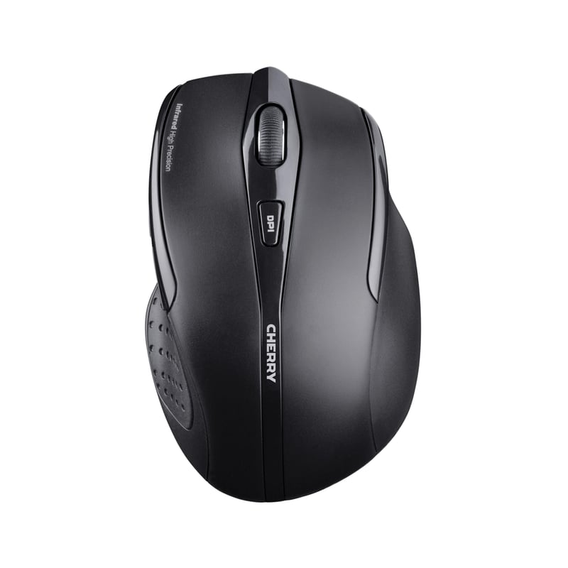 CHERRY MW 3000 Bezdrôtová ergonomická myš pre pravákov – čierna, 2,4 GHz, 6 tlačidiel, optický snímač, pogumované bočné strany