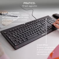 Káblová klávesnica CHERRY Stream, nemecké rozloženie QWERTZ, tiché písanie, plochý dizajn, čierna 3