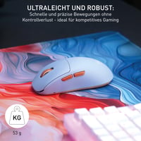 Bezdrôtová ultraľahká herná myš CHERRY XTRFY M68, 2,4 GHz, symetrický tvar, e-šport, modrá 5