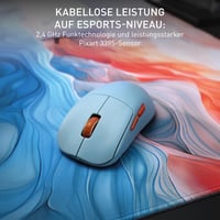 Bezdrôtová ultraľahká herná myš CHERRY XTRFY M68, 2,4 GHz, symetrický tvar, e-šport, modrá 4