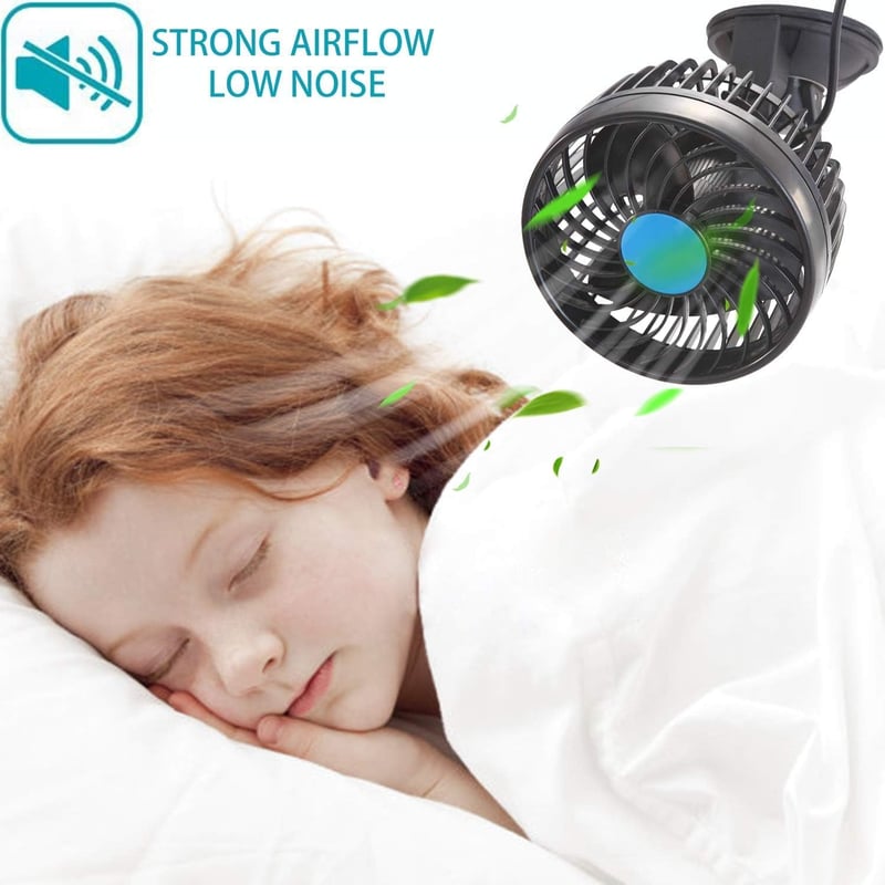 Cherubfunz 12V autós ventilátor 360° forgatható szívócsapos hűtés teherautóhoz