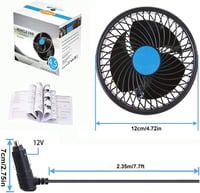 Cherubfunz 12V autós ventilátor 360° forgatható szívócsapos hűtés teherautóhoz 6