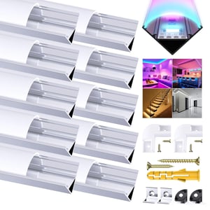 Chesbung V-profil aluminijski LED set s mliječnobijelim difuzorom - 10×1 m