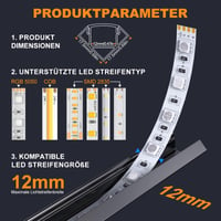 Chesbung 6 ks čierny V-profil LED hliníková lišta s mliečnym krytom, pre 12 mm LED pásik, s koncovkami a montážnymi prvkami 3