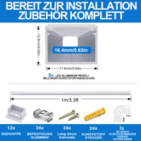 Hliníkový LED profil Chesbung pre LED pásiky do 16 mm, hliníkový profil v tvare U s mliečnym difúzorom, rohový profil pre LED pásiky Philips Hue 3