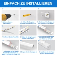 Chesbung LED hliníkový rohový profil biely, tvar V, 4x1 m pre LED pásy (1-12 mm), s mliečnym krytom, koncovkami a kovovými úchytkami, 45 stupňov — sada 4 ks 11