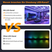 Chesbung LED aluminijski profil za LED trake, 6x1m U-oblik s mliječnim pokrovom, montažnim kopčama i kutnim spojnicama od 45 stupnjeva 7