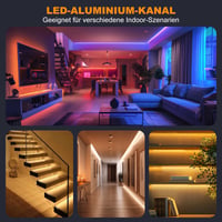 Chesbung LED aluminijski profil za LED trake, 6x1m U-oblik s mliječnim pokrovom, montažnim kopčama i kutnim spojnicama od 45 stupnjeva 9