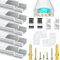 Chesbung LED aluminijski profil za LED trake, 6x1m U-oblik s mliječnim pokrovom, montažnim kopčama i kutnim spojnicama od 45 stupnjeva 1