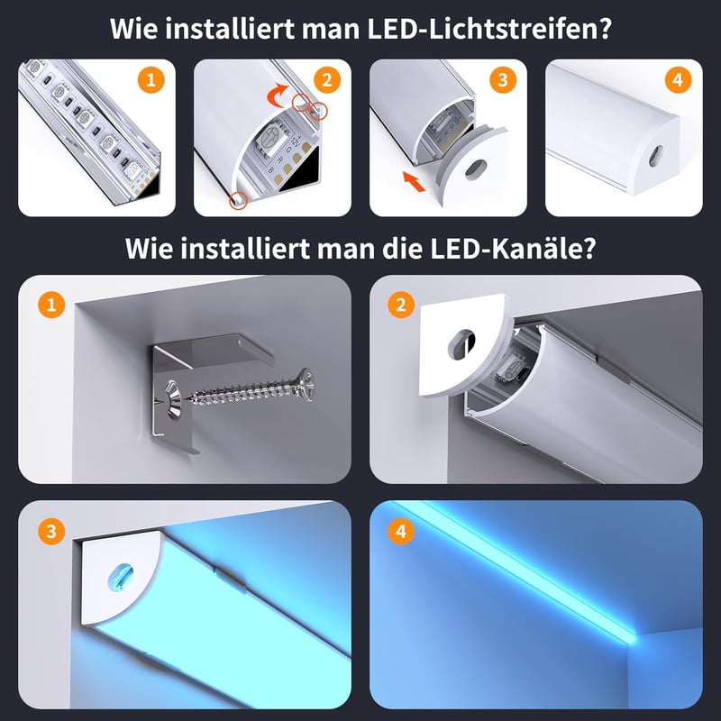 Chesbung LED alumínium profil szalaghoz, 6x1m V alakú sarokprofil tejfehér diffúzorral