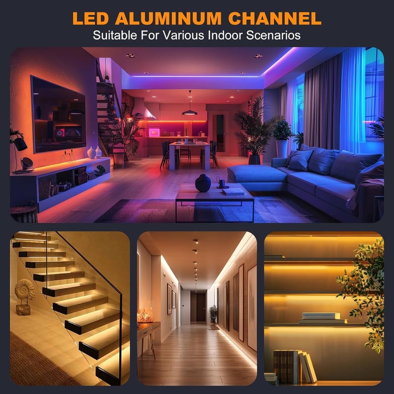 Chesbung LED alumínium profil szalaghoz, 6x1m V alakú sarokprofil tejfehér diffúzorral