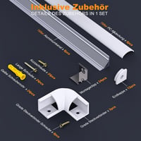 Chesbung LED alumínium profil szalaghoz, 6x1m V alakú sarokprofil tejfehér diffúzorral 4