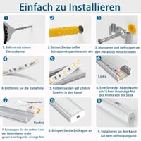 Chesbung LED Alumínium Profil Szett - 6x1m U-alakú Sarokprofil LED Szalagokhoz, Tejfehér Diffúzorral, 90 Fokos Sarokcsatlakozókkal, Indirekt 6