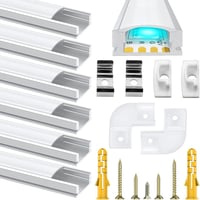 Chesbung LED Alumínium Profil Szett - 6x1m U-alakú Sarokprofil LED Szalagokhoz, Tejfehér Diffúzorral, 90 Fokos Sarokcsatlakozókkal, Indirekt 1