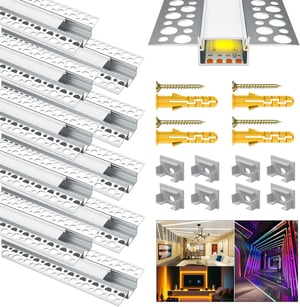 Chesbung LED Gipszkarton Profil 18mm Szalaghoz, 10x1m Alumínium Csatorna Fehér Diffúzorral