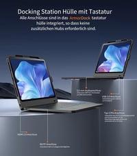CHESONA ArmorDock iPad Pro 12.9 tok 6az1-ben hub dokkolóállomás billentyűzettel 3