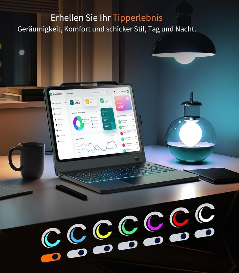 CHESONA ArmorDock iPad Pro 12.9 tok 6az1-ben hub dokkolóállomás billentyűzettel