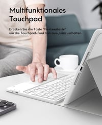 CHESONA iPad 10.2 9 8 7 billentyűzettel tok 7 színű világítás 2 BT csatorna tölthető levehető QWERTZ fehér 2