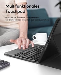 Husă cu tastatură detașabilă CHESONA pentru iPad 10.2 9/8/7, QWERTZ, reîncărcabilă, iluminare de fundal în 7 culori, 2 canale BT, negru 2