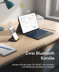 Husă cu tastatură detașabilă CHESONA pentru iPad 10.2 9/8/7, QWERTZ, reîncărcabilă, iluminare de fundal în 7 culori, 2 canale BT, negru 4