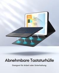Husă cu tastatură detașabilă CHESONA pentru iPad 10.2 9/8/7, QWERTZ, reîncărcabilă, iluminare de fundal în 7 culori, 2 canale BT, negru 5