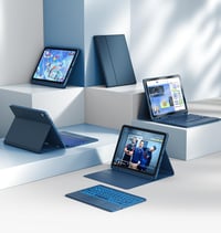 Puzdro s klávesnicou CHESONA pre iPad 10. a 11. generácie (2022/2025), 7-farebné podsvietenie, Multi-Touch trackpad, 2 Bluetooth kanály, 11 palcov, námornícka modrá 8