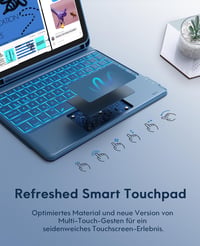 Puzdro s klávesnicou CHESONA pre iPad 10. a 11. generácie (2022/2025), 7-farebné podsvietenie, Multi-Touch trackpad, 2 Bluetooth kanály, 11 palcov, námornícka modrá 5