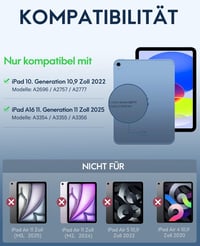 Puzdro s klávesnicou CHESONA pre iPad 10. a 11. generácie (2022/2025), 7-farebné podsvietenie, Multi-Touch trackpad, 2 Bluetooth kanály, 11 palcov, námornícka modrá 2