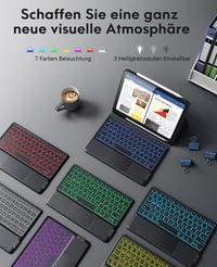 CHESONA puzdro s klávesnicou pre iPad 10. generácie (10,9", 2022), 7-farebné podsvietenie, Multi-Touch trackpad, držiak na ceruzku, Bluetooth, čierne 4