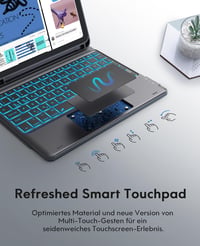 CHESONA puzdro s klávesnicou pre iPad 10. generácie (10,9", 2022), 7-farebné podsvietenie, Multi-Touch trackpad, držiak na ceruzku, Bluetooth, čierne 5