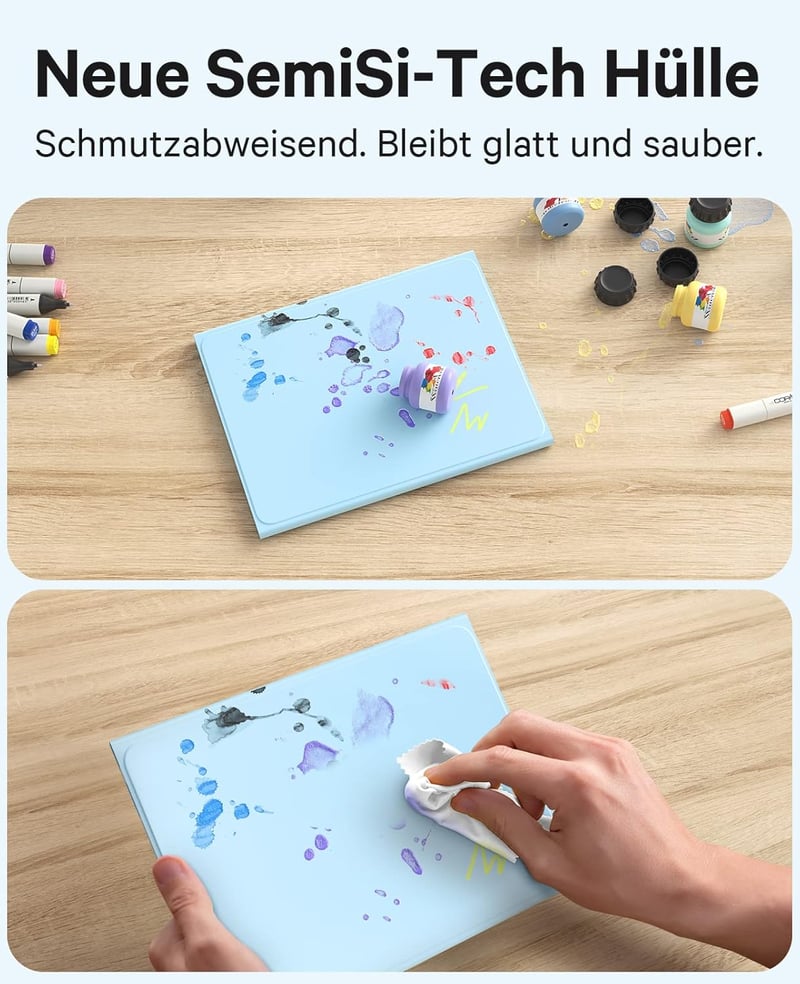 CHESONA iPad 10 generációs tok billentyűzettel, érintőpad, 7 színű LED, 2 csatorna, QWERTZ, kék