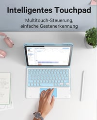 CHESONA iPad 10 generációs tok billentyűzettel, érintőpad, 7 színű LED, 2 csatorna, QWERTZ, kék 5