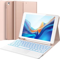 CHESONA iPad 9/8/7 Tok Billentyűzettel, 10.2" Érintőpad, 7 Szín LED, Vezeték Nélküli, Rózsaszín 1