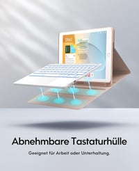 CHESONA iPad 9/8/7 Tok Billentyűzettel, 10.2" Érintőpad, 7 Szín LED, Vezeték Nélküli, Rózsaszín 5