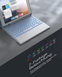 CHESONA iPad 9. generációs tok billentyűzettel, 7 szín LED, QWERTZ, kék 3
