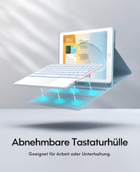 CHESONA iPad 9. generációs tok billentyűzettel, 7 szín LED, QWERTZ, kék 5