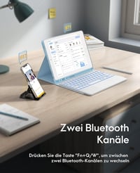 CHESONA iPad 9. generációs tok billentyűzettel, 7 szín LED, QWERTZ, kék 4