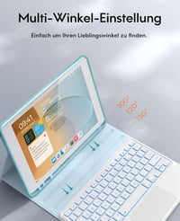 CHESONA iPad 9. generációs tok billentyűzettel, 7 szín LED, QWERTZ, kék 6