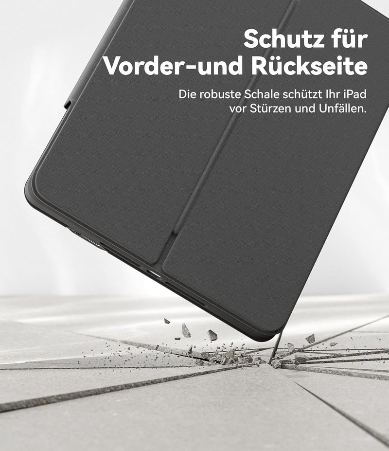 CHESONA iPad 9 generációs tok billentyűzettel, QWERTZ, szürke