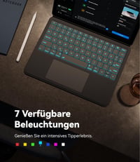 CHESONA Puzdro s klávesnicou a touchpadom pre iPad Air 11, Air 5/4/Pro 11 (M4/M3/M2), nastaviteľný stojan 15°-180°, QWERTZ, sivé 8