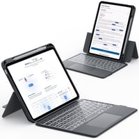 CHESONA Puzdro s klávesnicou a touchpadom pre iPad Air 11, Air 5/4/Pro 11 (M4/M3/M2), nastaviteľný stojan 15°-180°, QWERTZ, sivé 1