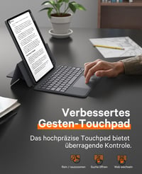 CHESONA Puzdro s klávesnicou a touchpadom pre iPad Air 11, Air 5/4/Pro 11 (M4/M3/M2), nastaviteľný stojan 15°-180°, QWERTZ, sivé 7