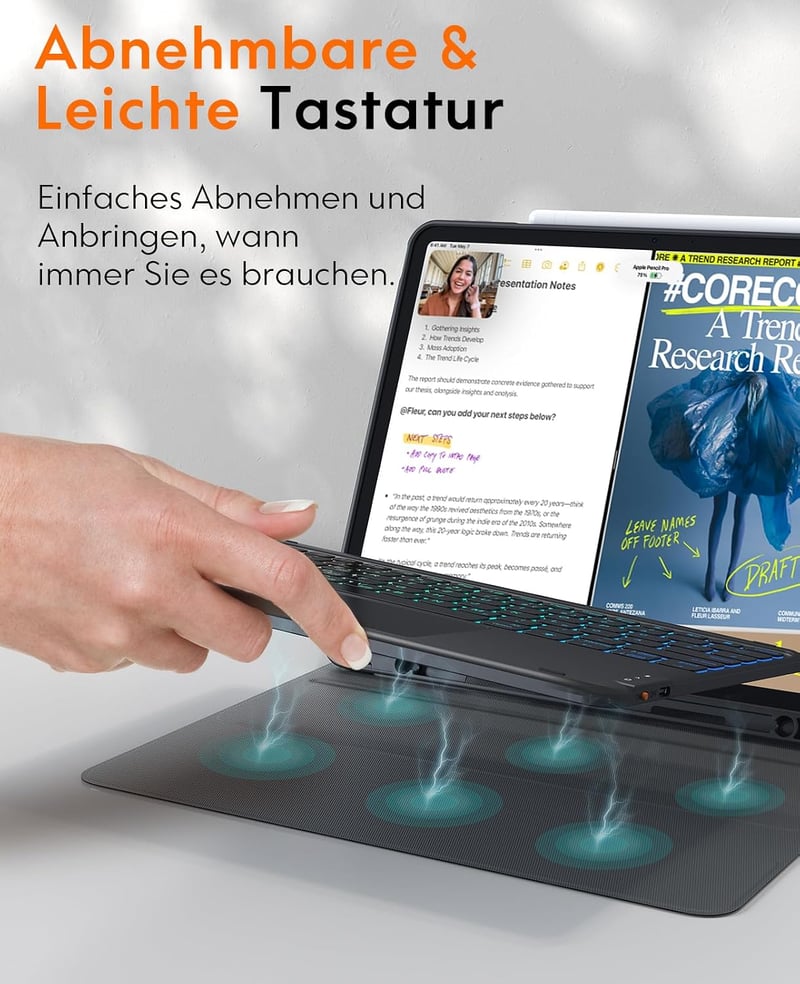 CHESONA iPad Air 13 Billentyűzet Tok 2024/2025 M2/M3 Német QWERTZ Trackpad