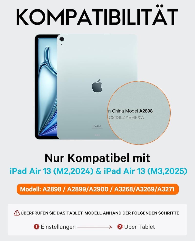 CHESONA iPad Air 13 Billentyűzet Tok 2024/2025 M2/M3 Német QWERTZ Trackpad
